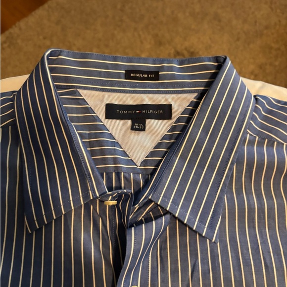 Tommy Hilfiger Navy and White Pinstripe Shirt - Picture 1 of 3